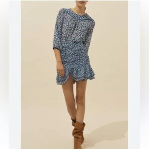 BA&SH Billie Floral Dress Teal (BA&SH Sz 2, US 8)